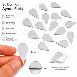 3,5cm Su damlası aynalı pleksi gümüs Renk Mozaik Ayna 35 Adet 3,5cm Su damlası aynalı pleksi gümüs Renk Mozaik Ayna 35 Adet