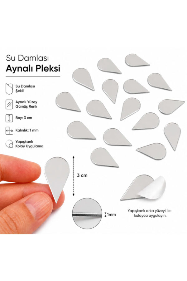3cm Su damlası aynalı pleksi gümüs Renk Mozaik Ayna 40 Adet 3cm Su damlası aynalı pleksi gümüs Renk Mozaik Ayna 40 Adet