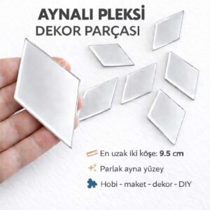 9,5cm baklava gümüs Renk pleksi yapışkanlı Mozaik Ayna 6 Adet 9,5cm baklava gümüs Renk pleksi yapışkanlı Mozaik Ayna 6 Adet
