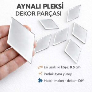 8,5cm baklava gümüs Renk pleksi yapışkanlı Mozaik Ayna 8 Adet 8,5cm baklava gümüs Renk pleksi yapışkanlı Mozaik Ayna 8 Adet