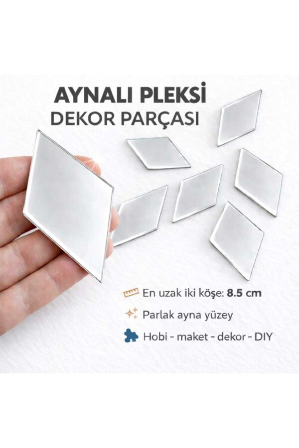 8,5cm baklava gümüs Renk pleksi yapışkanlı Mozaik Ayna 8 Adet 8,5cm baklava gümüs Renk pleksi yapışkanlı Mozaik Ayna 8 Adet