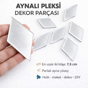 7,5cm baklava gümüs Renk pleksi yapışkanlı Mozaik Ayna 10 Adet 7,5cm baklava gümüs Renk pleksi yapışkanlı Mozaik Ayna 10 Adet