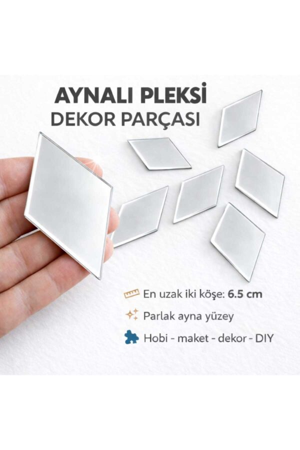 6,5cm baklava gümüs Renk pleksi yapışkanlı Mozaik Ayna 13 Adet 6,5cm baklava gümüs Renk pleksi yapışkanlı Mozaik Ayna 13 Adet