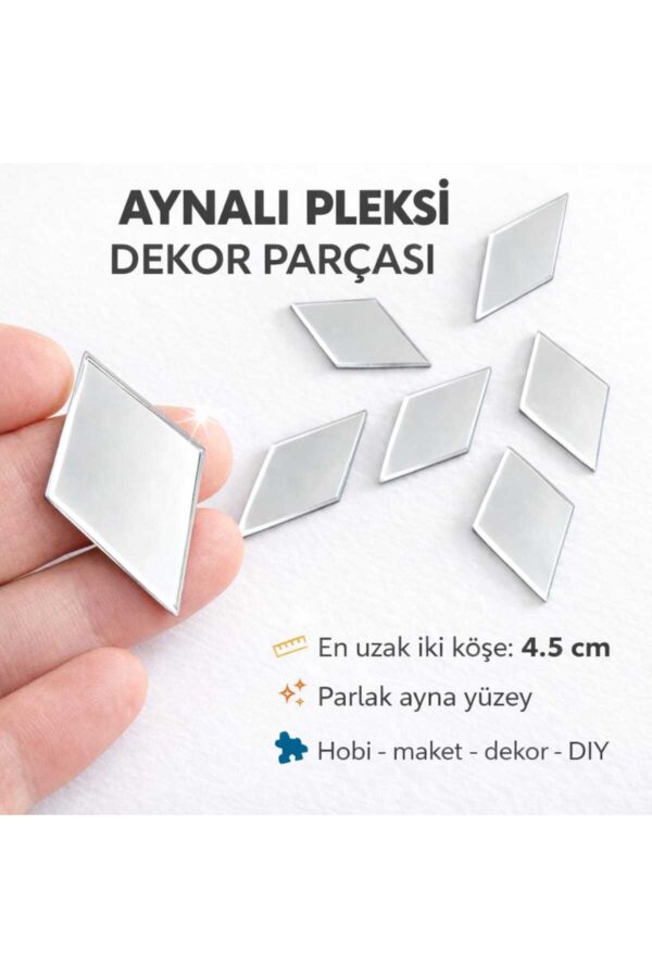 4,5cm baklava gümüs Renk pleksi yapışkanlı Mozaik Ayna 25 Adet