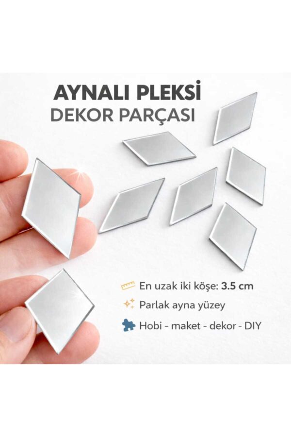 3,5cm baklava gümüs Renk pleksi yapışkanlı Mozaik Ayna 35 Adet