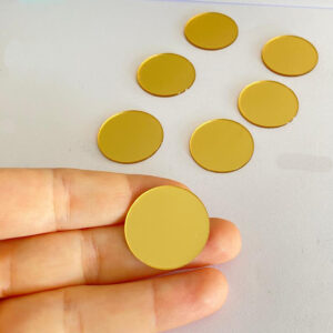 Çap 2.5 Cm Yuvarlak altın Renk Pleksi Yapışkanlı Mozaik Ayna 50Adet
