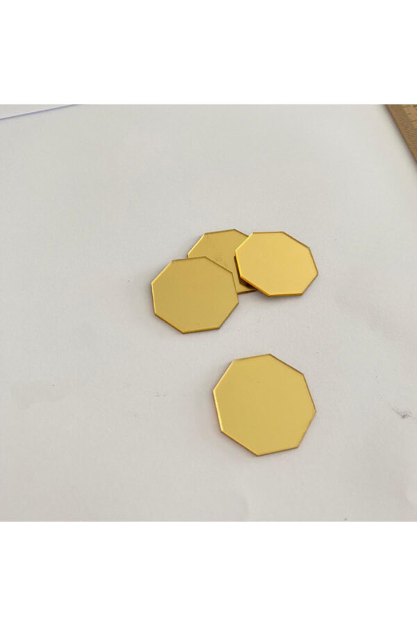 2.5cm Sekizgen Altın Renk Pleksi Yapışkanlı Mozaik Ayna 50 Adet