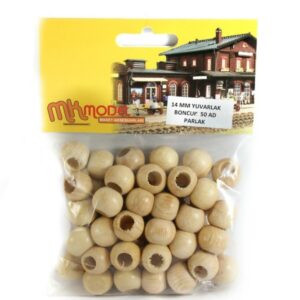 14mm Yuvarlak Ahşap Parlak Boncuk 50 Adet