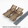 1/25 Ölçek Maket 2 adet Şezlong Set Lazer Kesim Maket Kartonu Mimari Maket Havuz Bahçe Plaj Seti