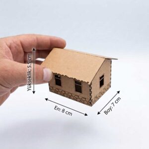 Lazer Kesim Mimari Maket Ev - Hobi Ve Mimari Model Tefriş Ürünü (Montajlı, 8x7x5.5 cm)