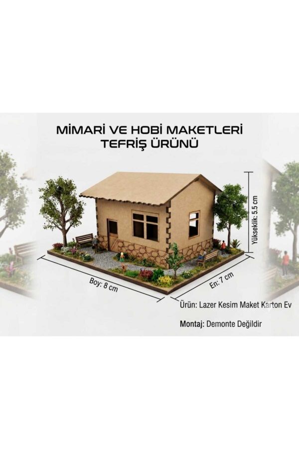 Lazer Kesim Mimari Maket Ev - Hobi Ve Mimari Model Tefriş Ürünü (Montajlı, 8x7x5.5 cm) Lazer Kesim Mimari Maket Ev - Hobi Ve Mimari Model Tefriş Ürünü (Montajlı, 8x7x5.5 cm)