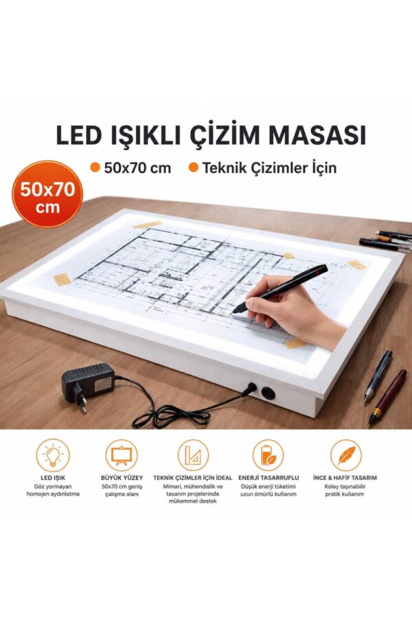 LED Işıklı Teknik Proje Çizim Masası 50x70 cm - Profesyonel Masaüstü Işıklı Mimari ve Teknik Resim Masası LED Işıklı Teknik Proje Çizim Masası 50x70 cm - Profesyonel Masaüstü Işıklı Mimari ve Teknik Resim Masası