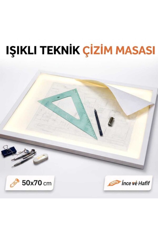 LED Işıklı Teknik Proje Çizim Masası 50x70 cm - Profesyonel Masaüstü Işıklı Mimari ve Teknik Resim Masası LED Işıklı Teknik Proje Çizim Masası 50x70 cm - Profesyonel Masaüstü Işıklı Mimari ve Teknik Resim Masası