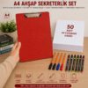 kırmızı A4 Ahşap Sekreterlik Seti 3 mm MDF | 50 Yaprak A4 Fotokopi Kağıdı + 6 Tükenmez Kalem + 6 Artpen Keçeli Kalem | Okul Ofis Çizim Yazı Panosu kırmızı A4 Ahşap Sekreterlik Seti 3 mm MDF | 50 Yaprak A4 Fotokopi Kağıdı + 6 Tükenmez Kalem + 6 Artpen Keçeli Kalem | Okul Ofis Çizim Yazı Panosu
