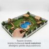 Mimari Maket ve Hobi Diorama Mega Seti (1/50 Ölçek) - Lazer Kesim Hazır Objeler, Çit, Kamelya, Köprü, Ev ve Peyzaj Aksesuarları