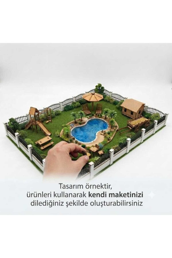 Mimari Maket ve Hobi Diorama Mega Seti (1/50 Ölçek) - Lazer Kesim Hazır Objeler, Çit, Kamelya, Köprü, Ev ve Peyzaj Aksesuarları