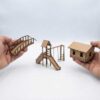 Mimari Maket ve Hobi Diorama Mega Seti (1/50 Ölçek) - Lazer Kesim Hazır Objeler, Çit, Kamelya, Köprü, Ev ve Peyzaj Aksesuarları