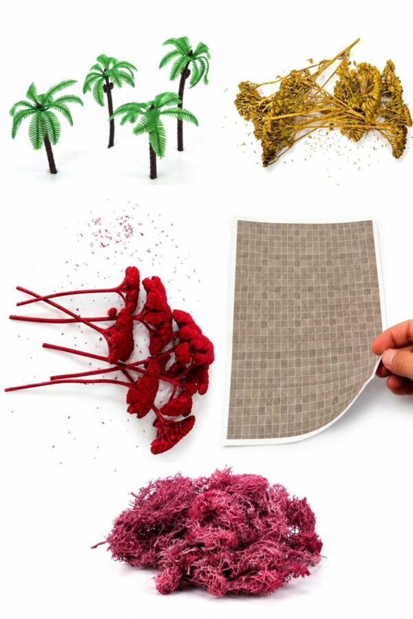 Mimari Maket ve Hobi Diorama Mega Seti (1/50 Ölçek) - Lazer Kesim Hazır Objeler, Çit, Kamelya, Köprü, Ev ve Peyzaj Aksesuarları