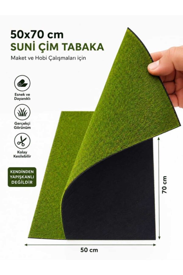 50x70 cm Maket Suni Çim Tabakası Yapay Çim Levha Mimari Maket Diorama Peyzaj Hobi Proje Zemini