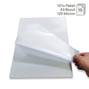 A3 PVC Laminasyon Filmi 125 Mikron Parlak Isısal Kaplama Filmi 10 Adet A3 PVC Laminasyon Filmi 125 Mikron Parlak Isısal Kaplama Filmi 10 Adet