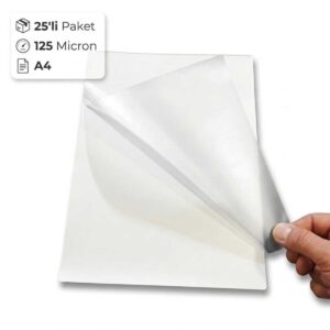 A4 PVC Laminasyon Filmi 125 Mikron Parlak Isısal Kaplama Filmi 25 Adet A4 PVC Laminasyon Filmi 125 Mikron Parlak Isısal Kaplama Filmi 25 Adet