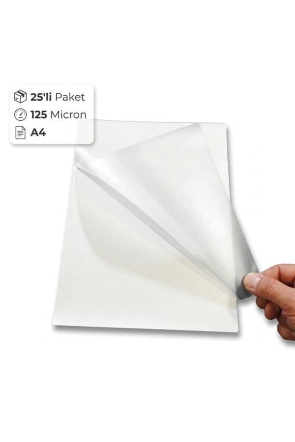 A4 PVC Laminasyon Filmi 125 Mikron Parlak Isısal Kaplama Filmi 25 Adet A4 PVC Laminasyon Filmi 125 Mikron Parlak Isısal Kaplama Filmi 25 Adet