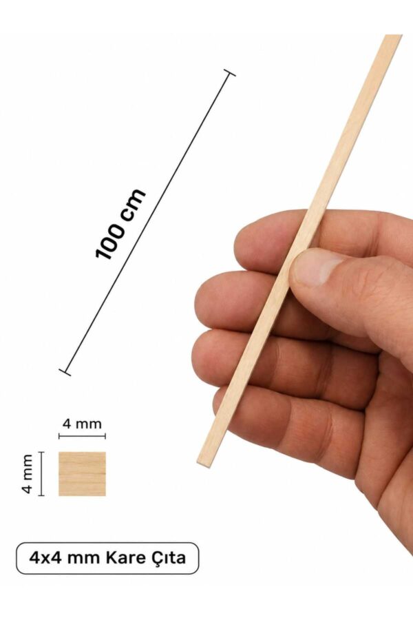 20 Adet 4x4 mm Ihlamur Çıta 1 Metre | Maket, Hobi, El İşi Ahşap Çubuk – Pürüzsüz Kesim