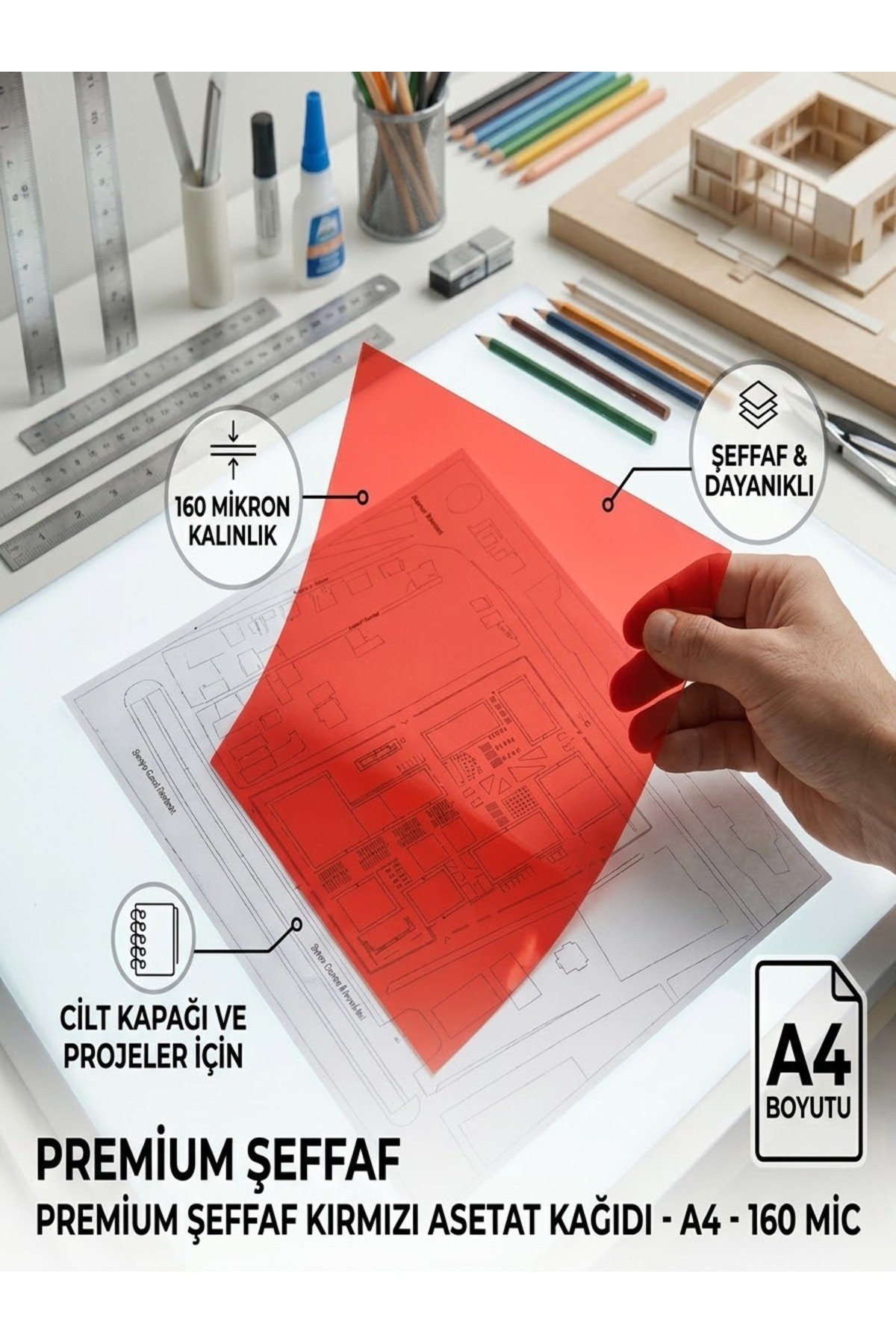 10 adet a4 şeffaf asetat 160 mikron pvc şeffaf asetat kağıdı 21x29,7 - görsel 2