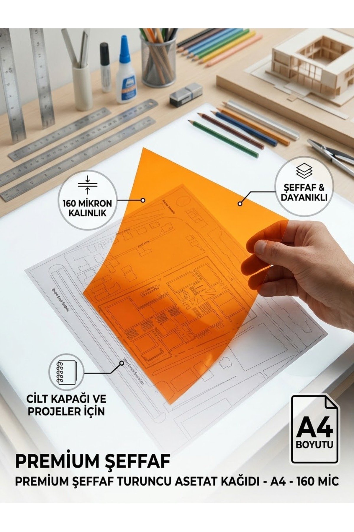 10 adet a4 şeffaf asetat 160 mikron pvc şeffaf asetat kağıdı 21x29,7 - görsel 3