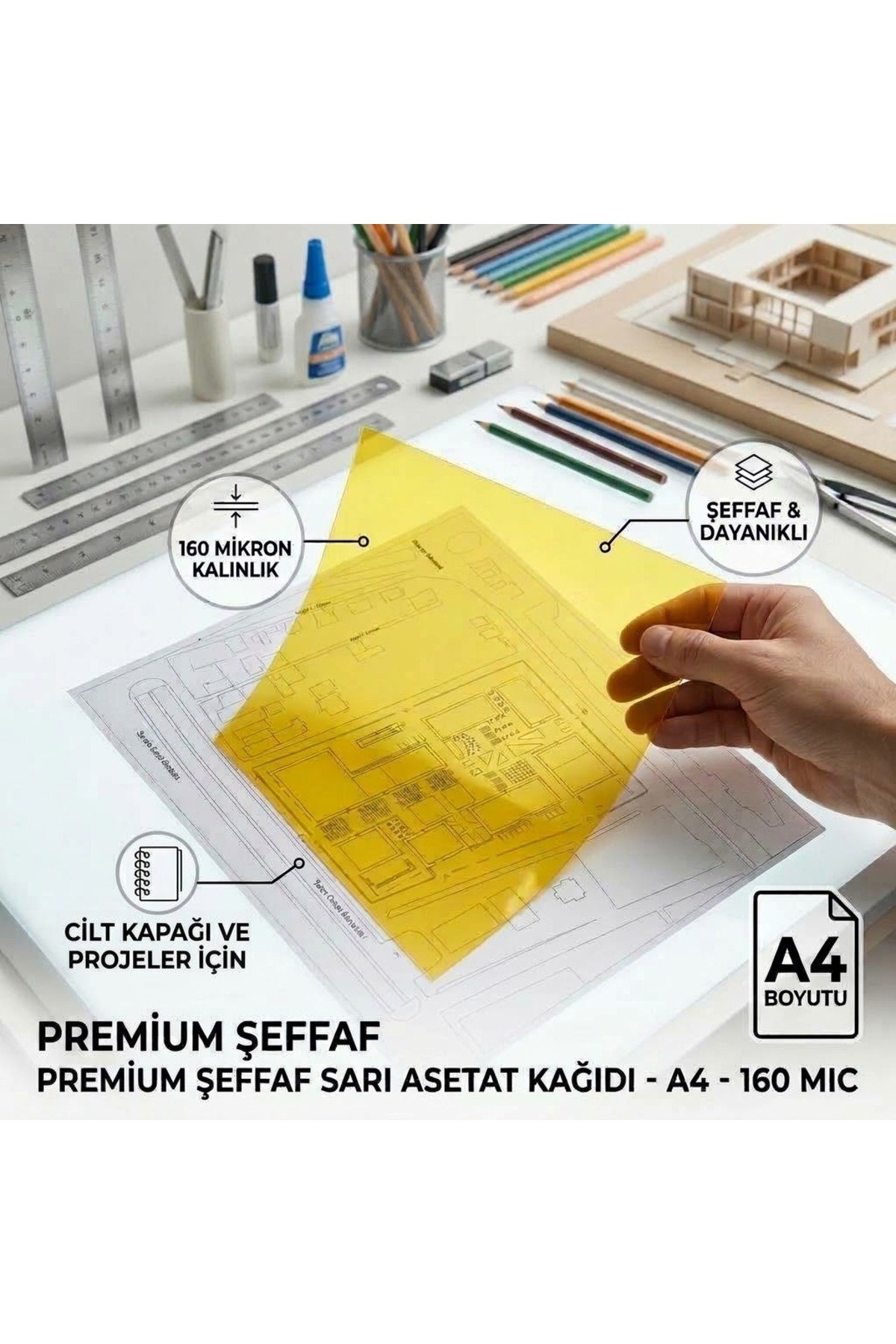 10 adet a4 şeffaf asetat 160 mikron pvc şeffaf asetat kağıdı 21x29,7 - görsel 4