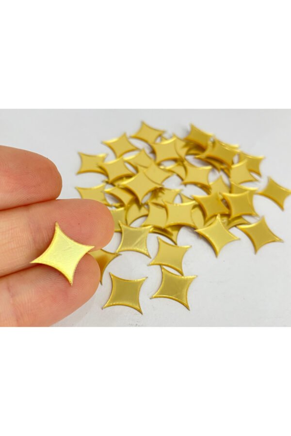 1,5cm yıldız altın Renk pleksi yapışkanlı Mozaik Ayna 100 Adet