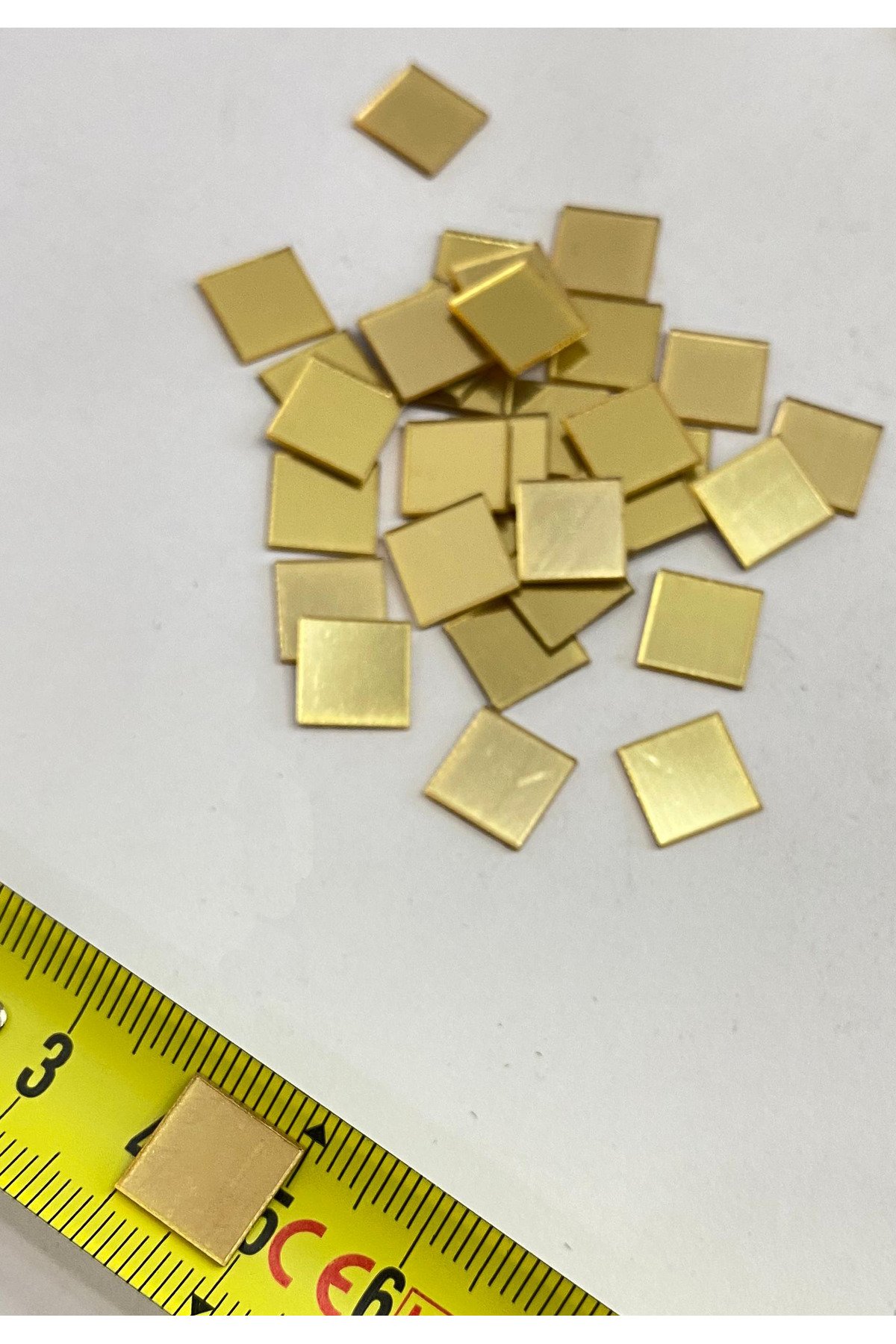 1cm kare altın Renk pleksi yapışkanlı Mozaik Ayna 200 Adet - görsel 4