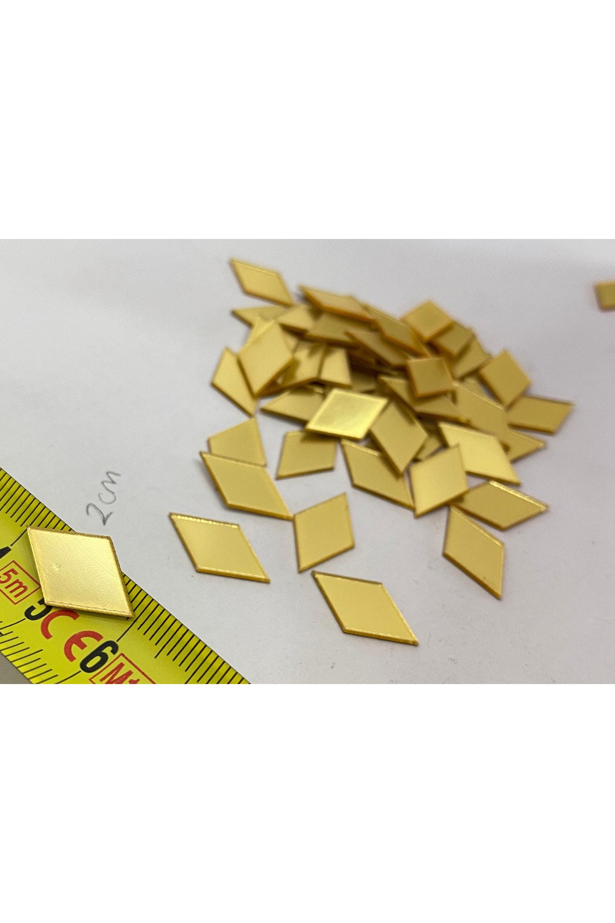 2cm baklava altın Renk pleksi yapışkanlı Mozaik Ayna 50 Adet - görsel 4