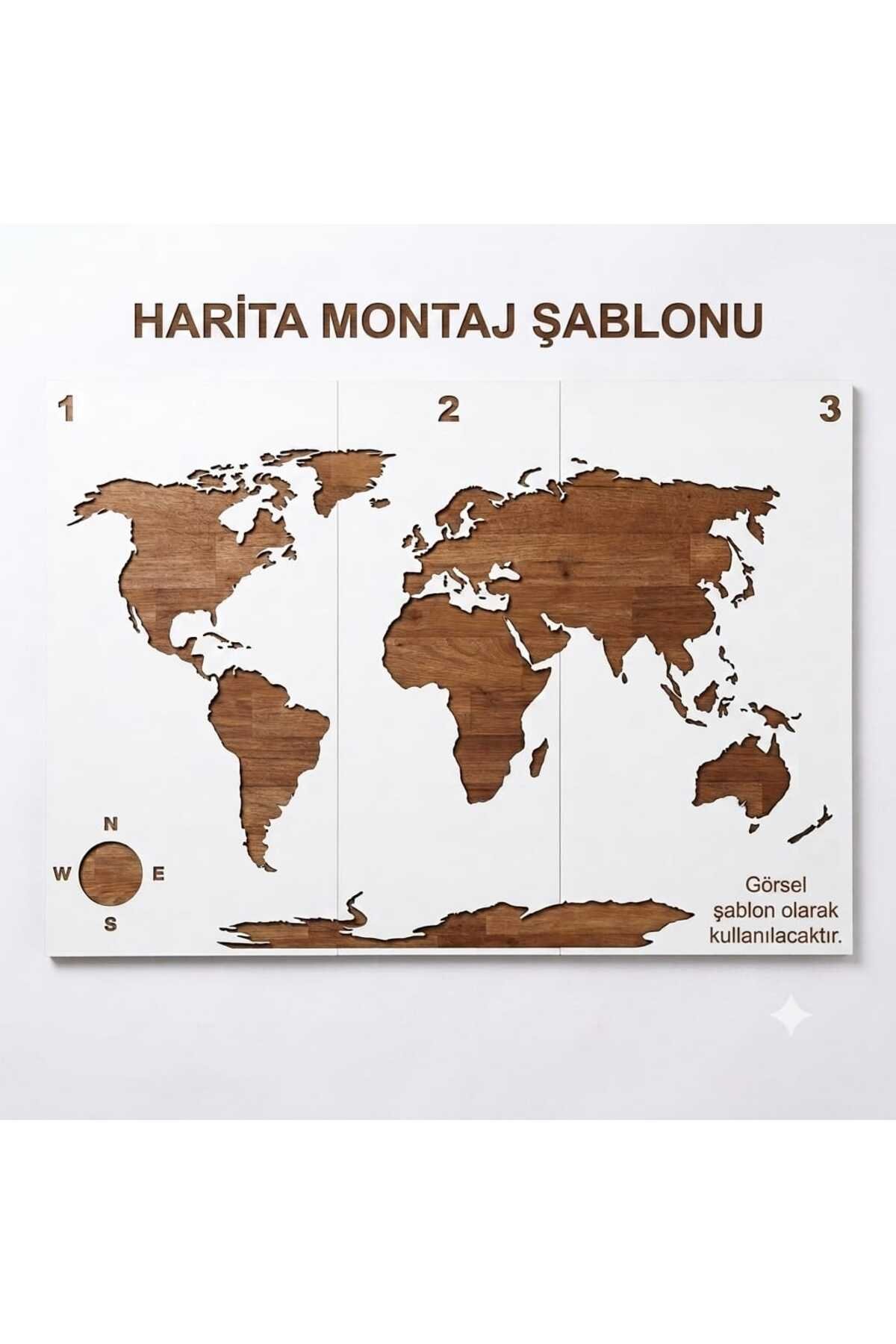 Ahşap Dünya Haritası Duvar Dekoru 4 Katmanlı Lazer Kesim MDF Tablo (155x85 cm) - görsel 3