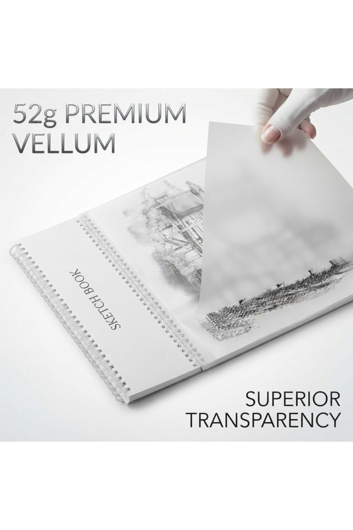 Aydınger Eskiz Defteri 3 Adet A4 30 Yaprak 52 Gr Transparan Şeffaf Çizim Kağıdı Spiral Sketchbook - görsel 4