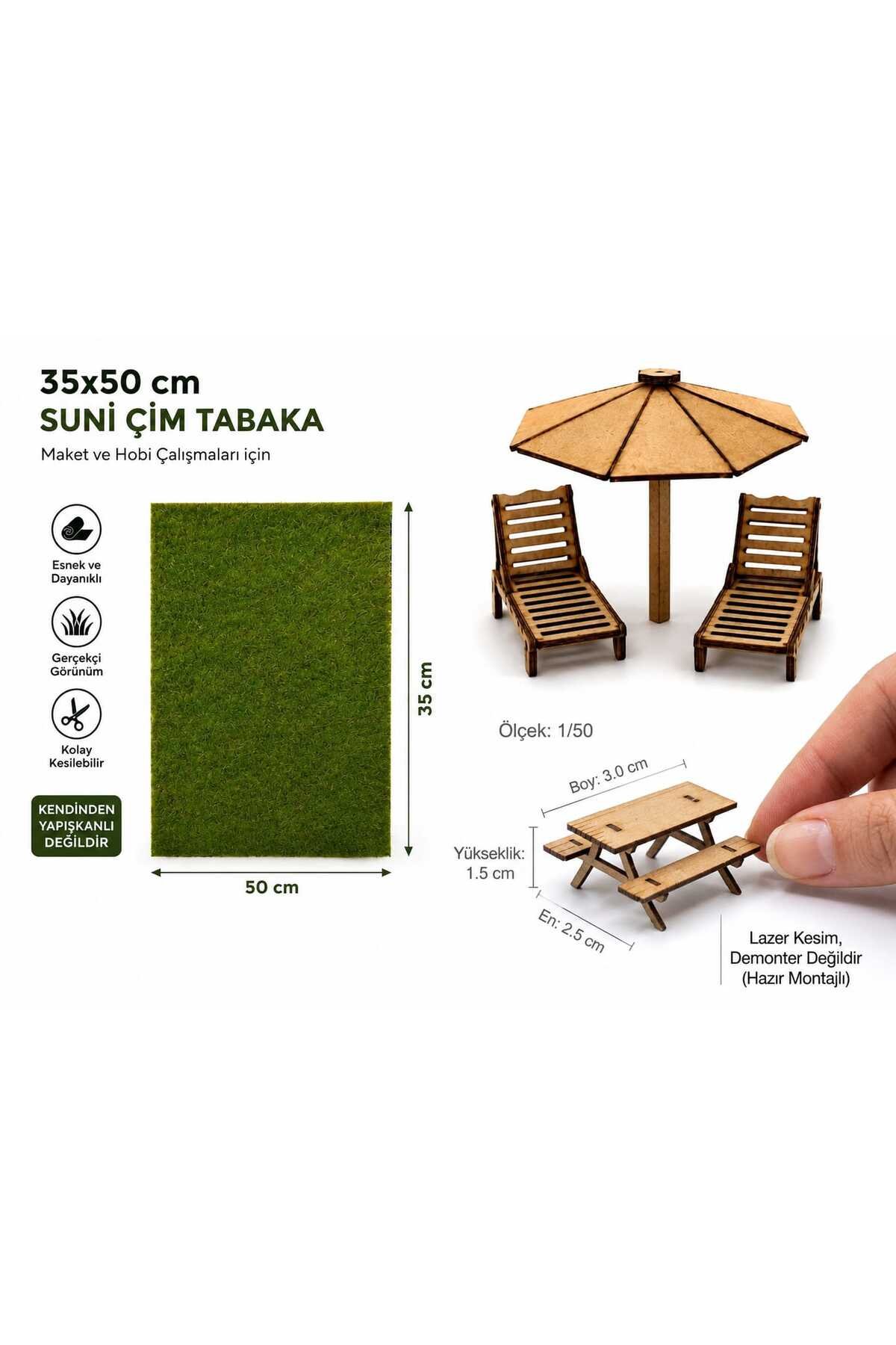 Mimari Maket ve Hobi Diorama Mega Seti (1/50 Ölçek) - Lazer Kesim Hazır Objeler, Çit, Kamelya, Köprü, Ev ve Peyzaj Aksesuarla