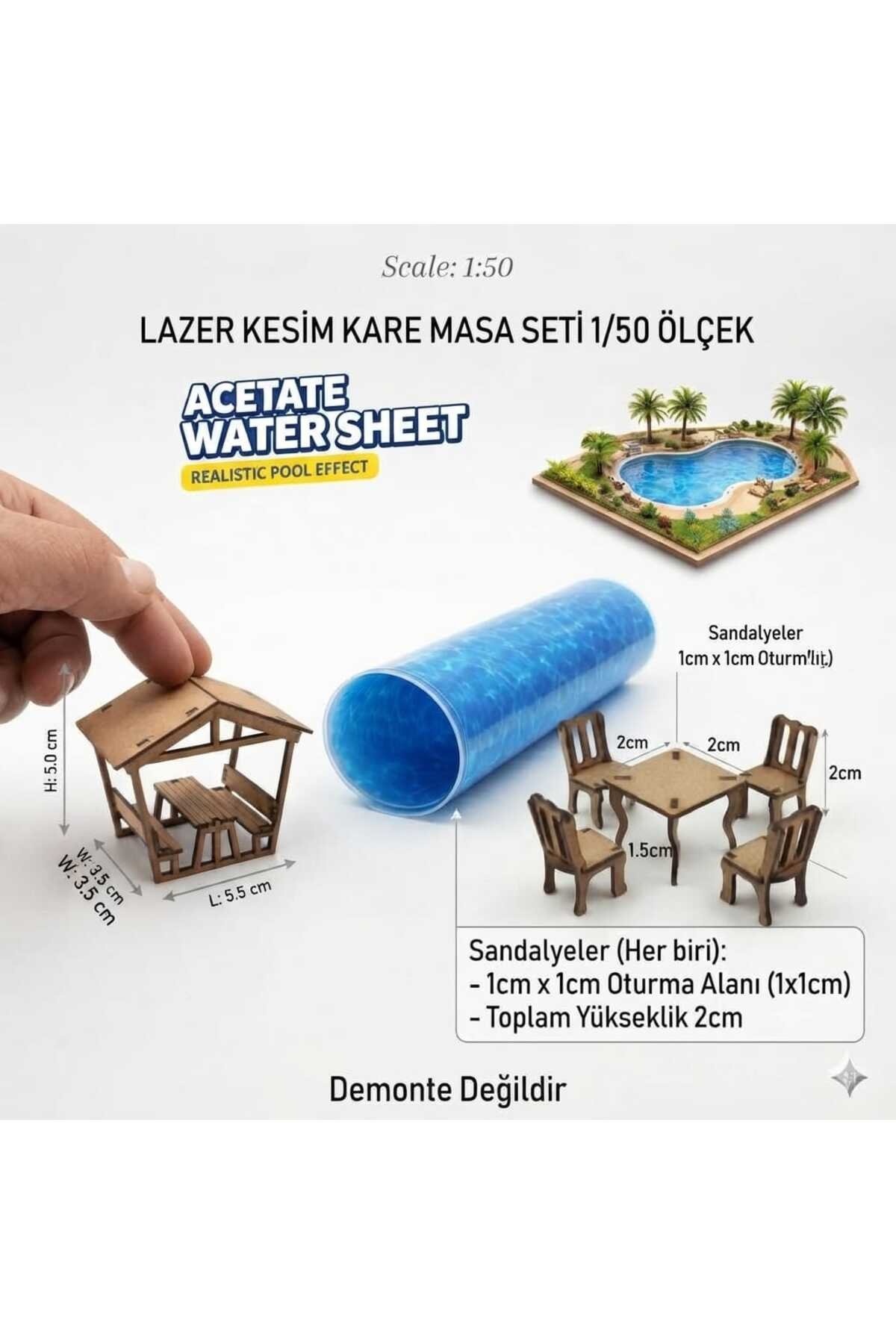 Mimari Maket ve Hobi Diorama Mega Seti (1/50 Ölçek) - Lazer Kesim Hazır Objeler, Çit, Kamelya, Köprü, Ev ve Peyzaj Aksesuarla